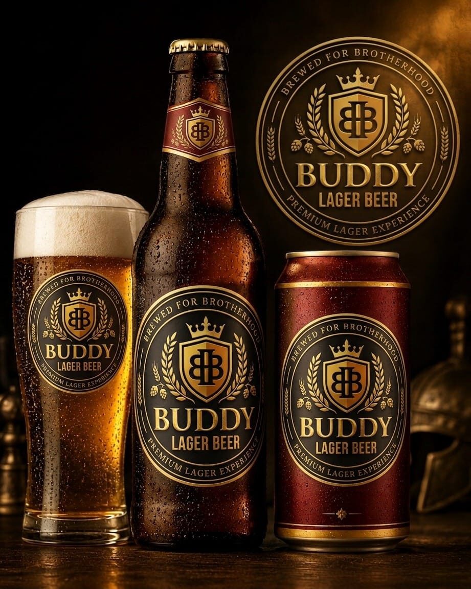 Buddy — Lager / Wheat Beer · “Brewed for Brotherhood”